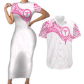 Personalised New Zealand Aotearoa Couples Matching Short Sleeve Bodycon Dress and Hawaiian Shirt Nurse Tribal Pink Version