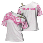 Personalised New Zealand Aotearoa Cross Shoulder Shirt Nurse Tribal Pink Version