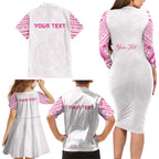 Personalised New Zealand Aotearoa Family Matching Long Sleeve Bodycon Dress and Hawaiian Shirt Nurse Tribal Pink Version