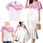 Personalised New Zealand Aotearoa Family Matching Mermaid Dress and Hawaiian Shirt Nurse Tribal Pink Version