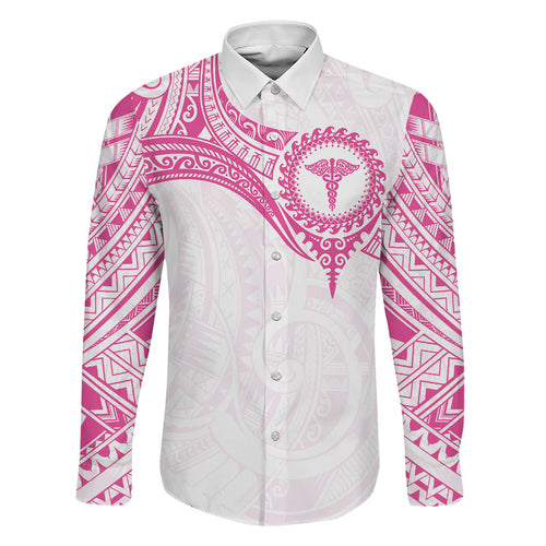 Personalised New Zealand Aotearoa Family Matching Short Sleeve Bodycon Dress and Hawaiian Shirt Nurse Tribal Pink Version