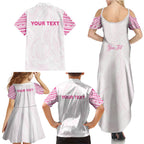 Personalised New Zealand Aotearoa Family Matching Summer Maxi Dress and Hawaiian Shirt Nurse Tribal Pink Version