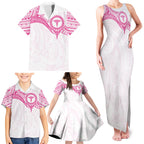 Personalised New Zealand Aotearoa Family Matching Tank Maxi Dress and Hawaiian Shirt Nurse Tribal Pink Version