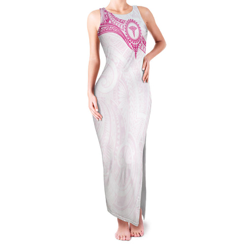 Personalised New Zealand Aotearoa Family Matching Tank Maxi Dress and Hawaiian Shirt Nurse Tribal Pink Version