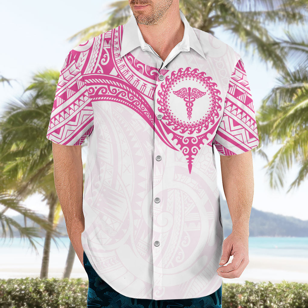 Personalised New Zealand Aotearoa Hawaiian Shirt Nurse Tribal Pink Version