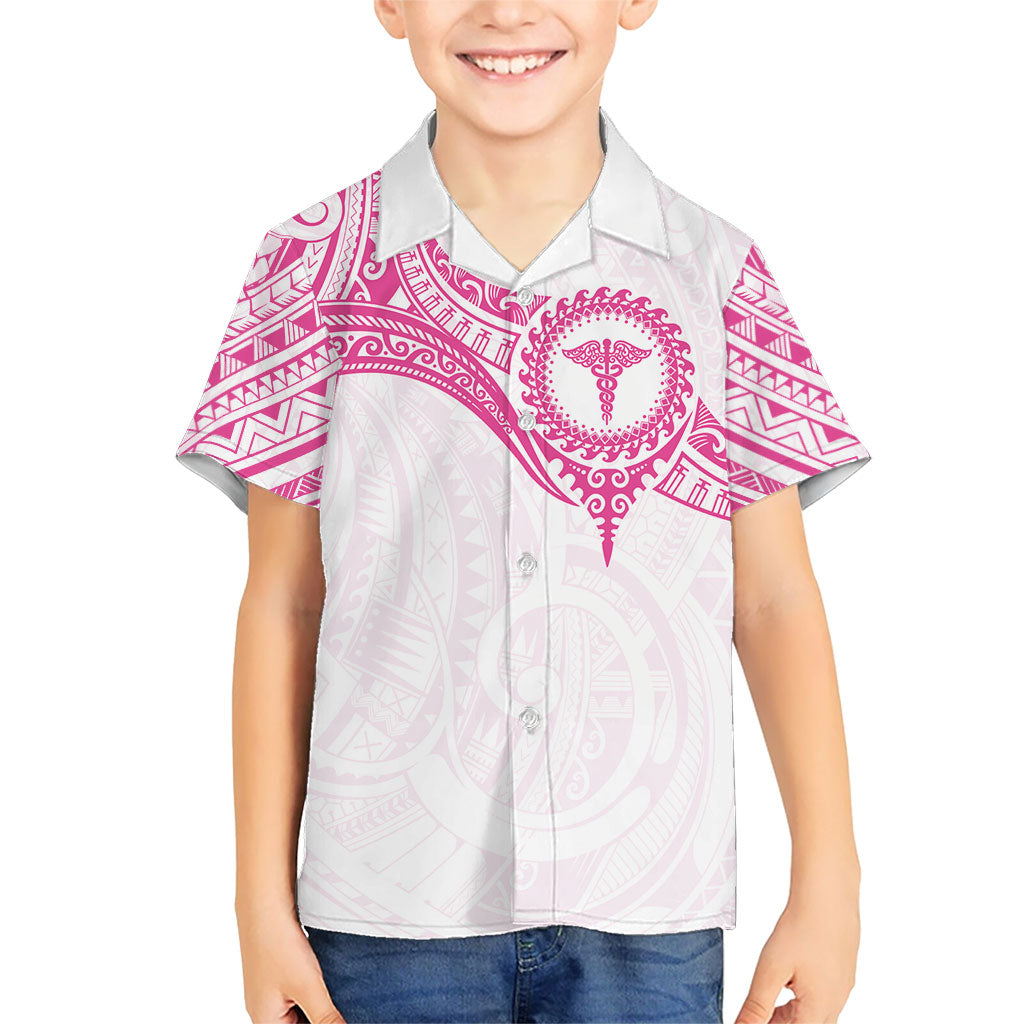 Personalised New Zealand Aotearoa Hawaiian Shirt Nurse Tribal Pink Version