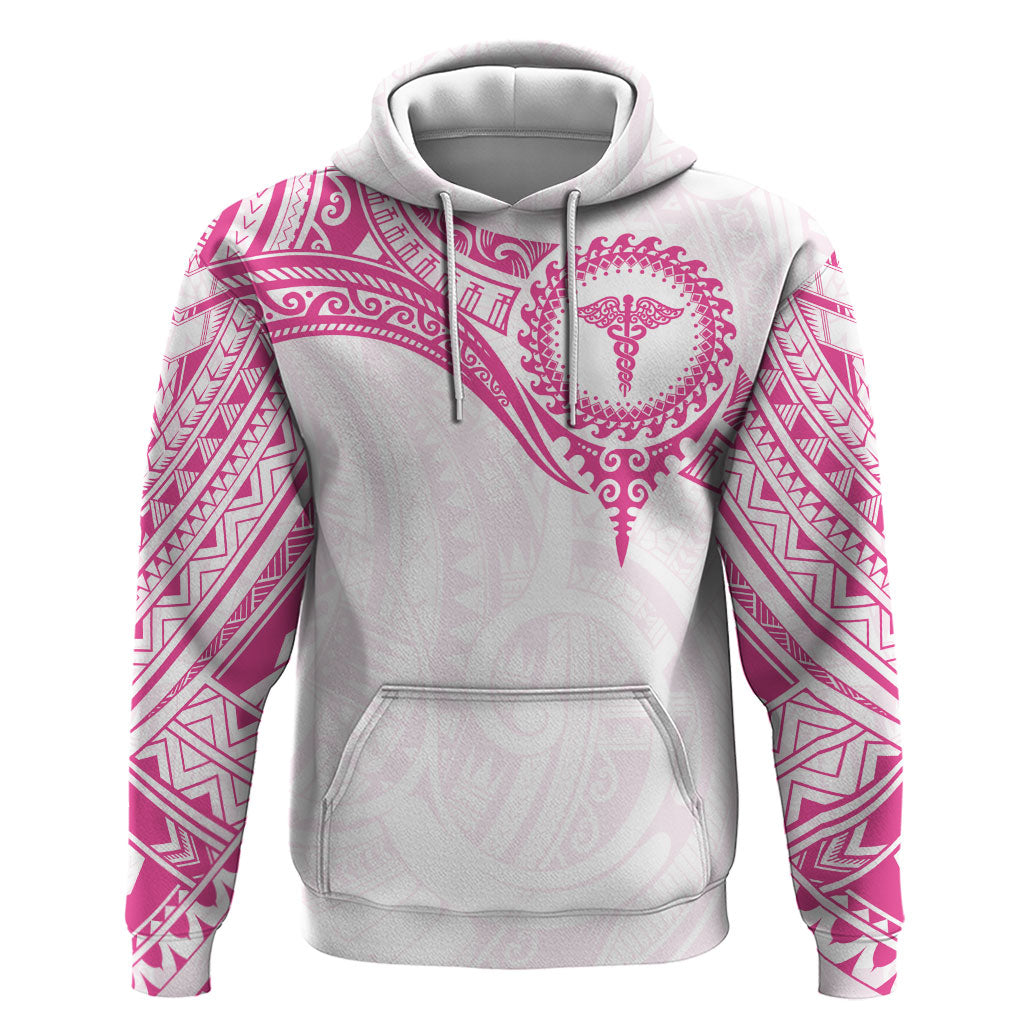 Personalised New Zealand Aotearoa Hoodie Nurse Tribal Pink Version
