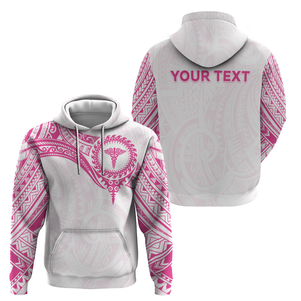 Personalised New Zealand Aotearoa Hoodie Nurse Tribal Pink Version