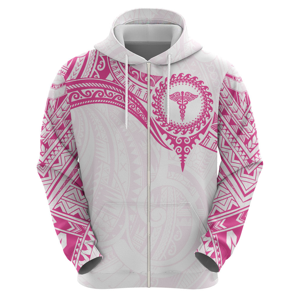 Personalised New Zealand Aotearoa Hoodie Nurse Tribal Pink Version