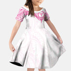 Personalised New Zealand Aotearoa Kid Short Sleeve Dress Nurse Tribal Pink Version