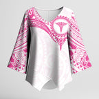 Personalised New Zealand Aotearoa Kimono Sleeve Blouse Nurse Tribal Pink Version
