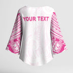 Personalised New Zealand Aotearoa Kimono Sleeve Blouse Nurse Tribal Pink Version