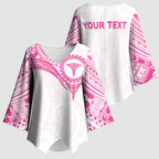 Personalised New Zealand Aotearoa Kimono Sleeve Blouse Nurse Tribal Pink Version