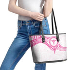New Zealand Aotearoa Leather Tote Bag Nurse Tribal Pink Version