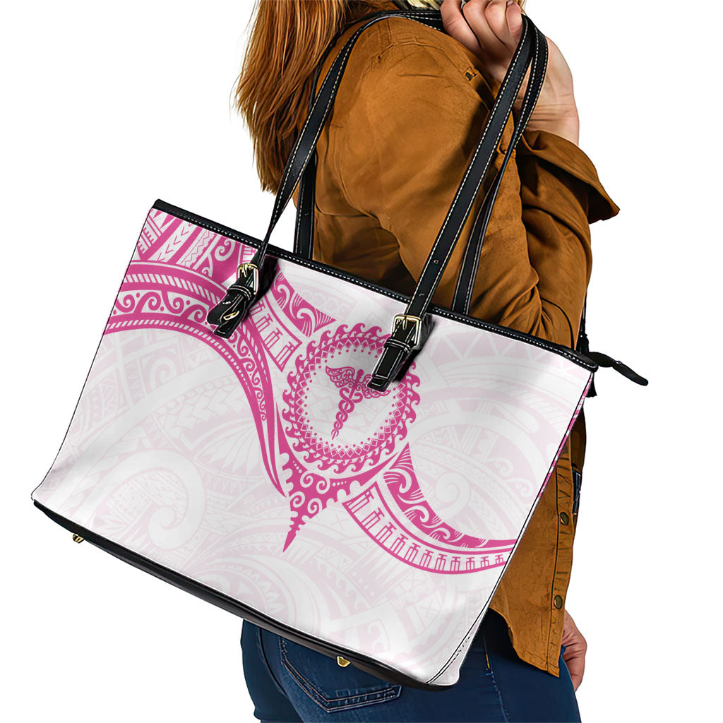 New Zealand Aotearoa Leather Tote Bag Nurse Tribal Pink Version