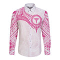 Personalised New Zealand Aotearoa Long Sleeve Button Shirt Nurse Tribal Pink Version