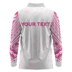 Personalised New Zealand Aotearoa Long Sleeve Polo Shirt Nurse Tribal Pink Version