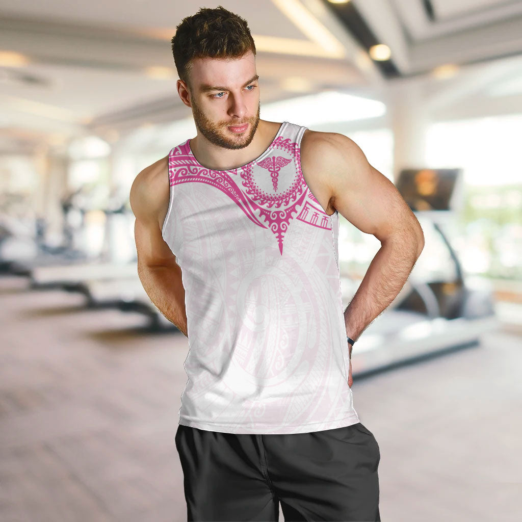 Personalised New Zealand Aotearoa Men Tank Top Nurse Tribal Pink Version