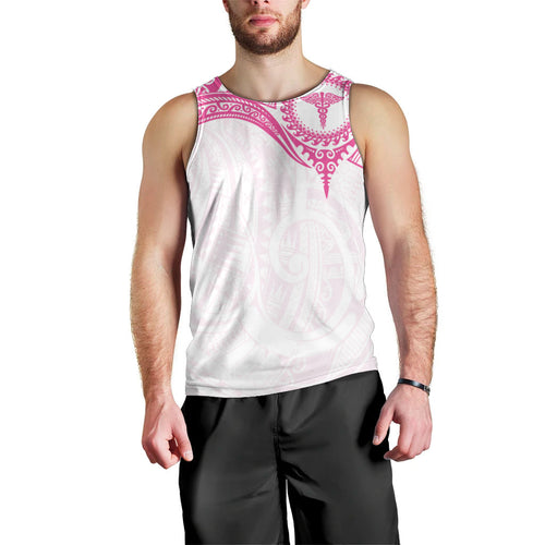 Personalised New Zealand Aotearoa Men Tank Top Nurse Tribal Pink Version
