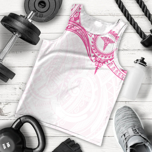 Personalised New Zealand Aotearoa Men Tank Top Nurse Tribal Pink Version