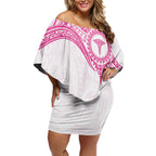 Personalised New Zealand Aotearoa Off Shoulder Short Dress Nurse Tribal Pink Version