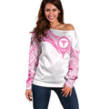 Personalised New Zealand Aotearoa Off Shoulder Sweater Nurse Tribal Pink Version