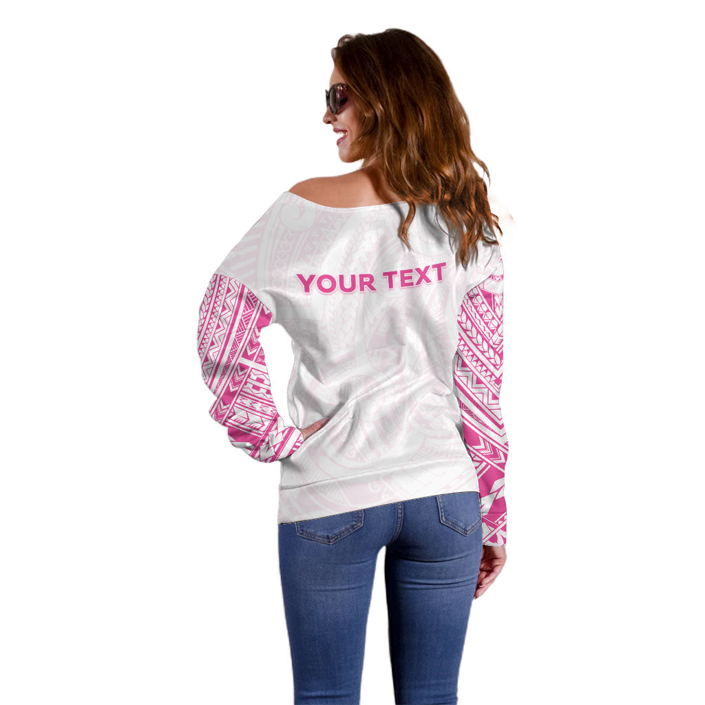 Personalised New Zealand Aotearoa Off Shoulder Sweater Nurse Tribal Pink Version