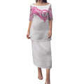 Personalised New Zealand Aotearoa Puletasi Nurse Tribal Pink Version