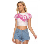 Personalised New Zealand Aotearoa Raglan Cropped T Shirt Nurse Tribal Pink Version