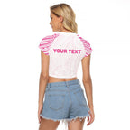 Personalised New Zealand Aotearoa Raglan Cropped T Shirt Nurse Tribal Pink Version