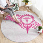 New Zealand Aotearoa Round Carpet Nurse Tribal Pink Version