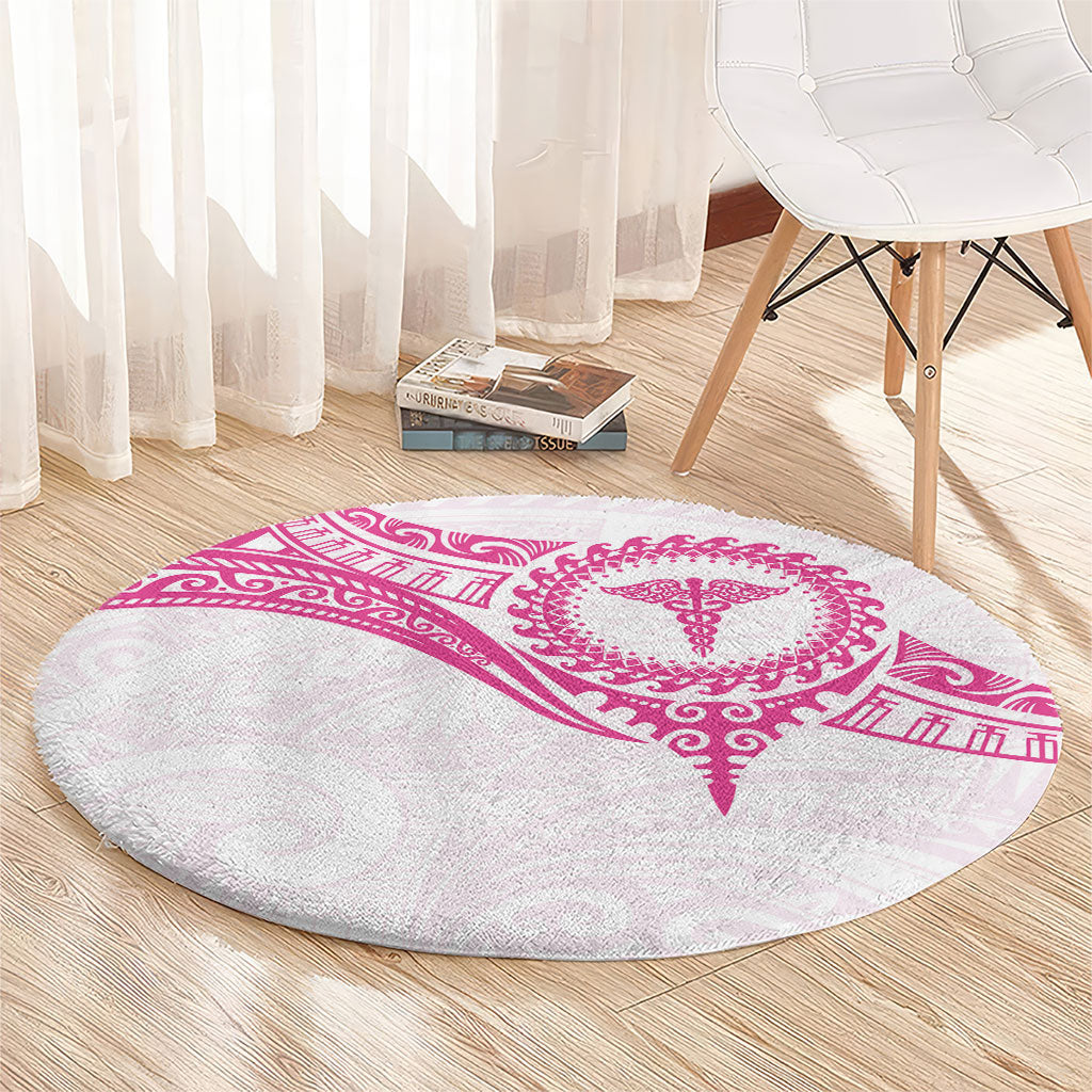 New Zealand Aotearoa Round Carpet Nurse Tribal Pink Version