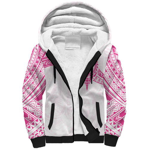 Personalised New Zealand Aotearoa Sherpa Hoodie Nurse Tribal Pink Version