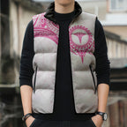 Personalised New Zealand Aotearoa Sleeveless Puffer Jacket Nurse Tribal Pink Version