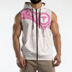 Personalised New Zealand Aotearoa Sleeveless Zip Hoodie Nurse Tribal Pink Version