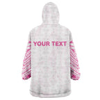 Personalised New Zealand Aotearoa Wearable Blanket Hoodie Nurse Tribal Pink Version