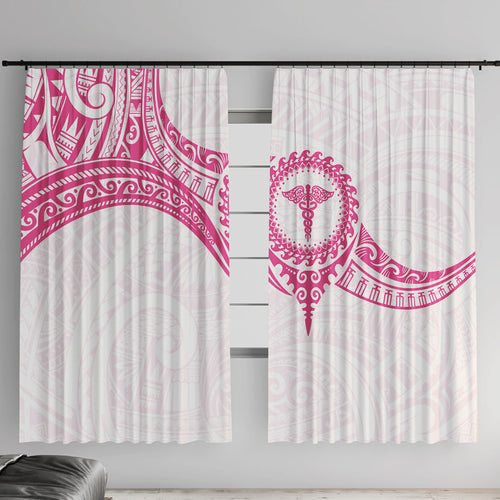 New Zealand Aotearoa Window Curtain Nurse Tribal Pink Version