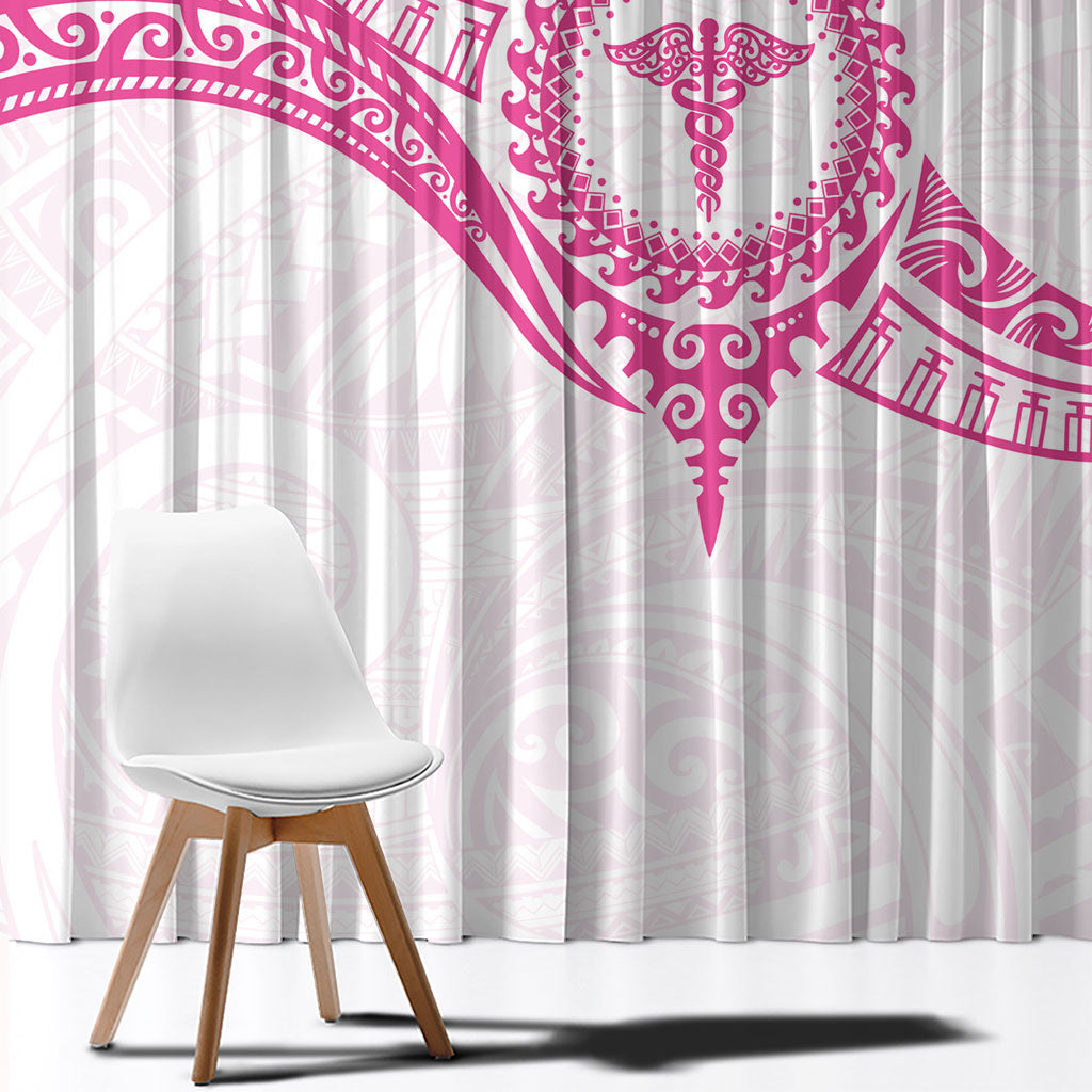 New Zealand Aotearoa Window Curtain Nurse Tribal Pink Version