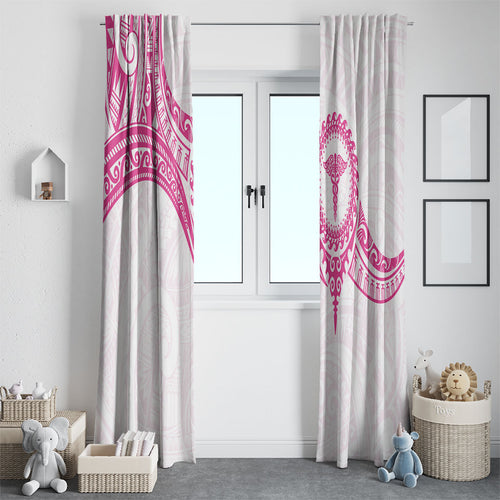 New Zealand Aotearoa Window Curtain Nurse Tribal Pink Version