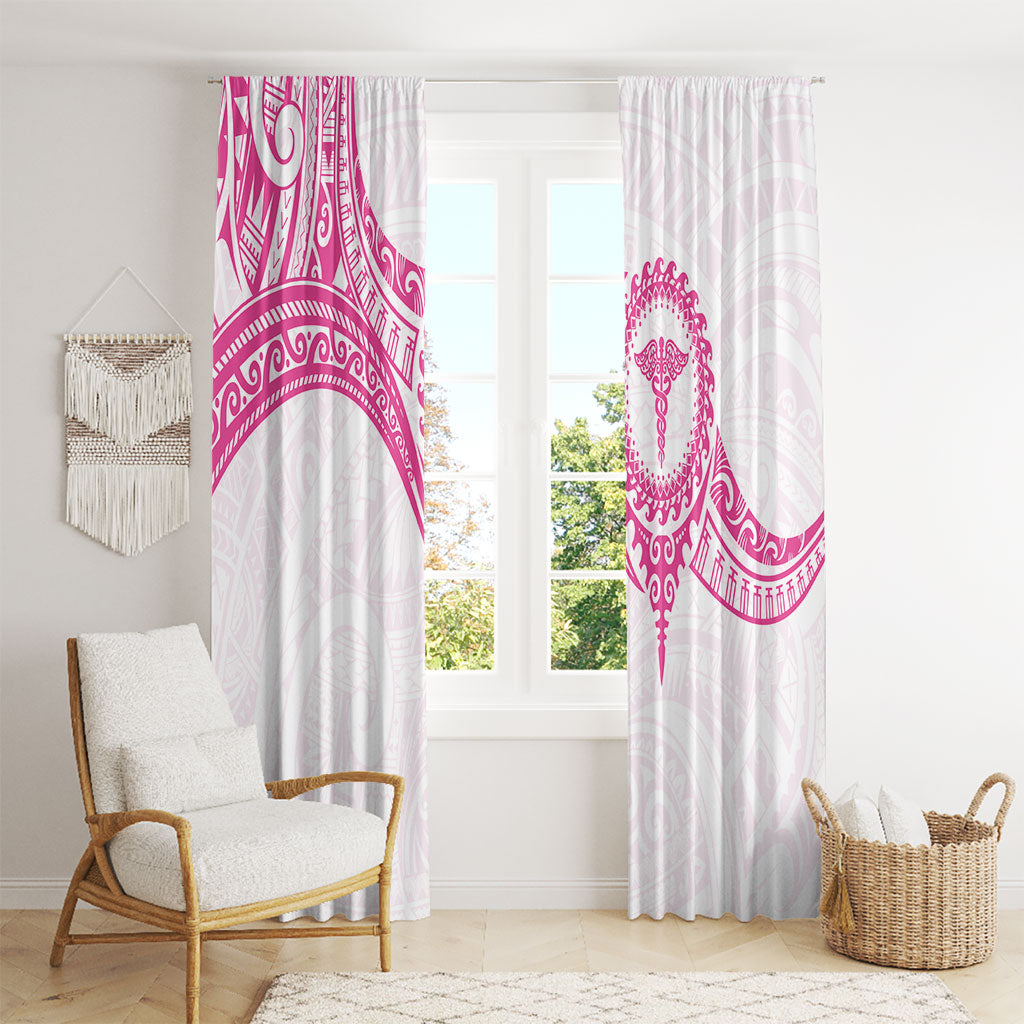 New Zealand Aotearoa Window Curtain Nurse Tribal Pink Version