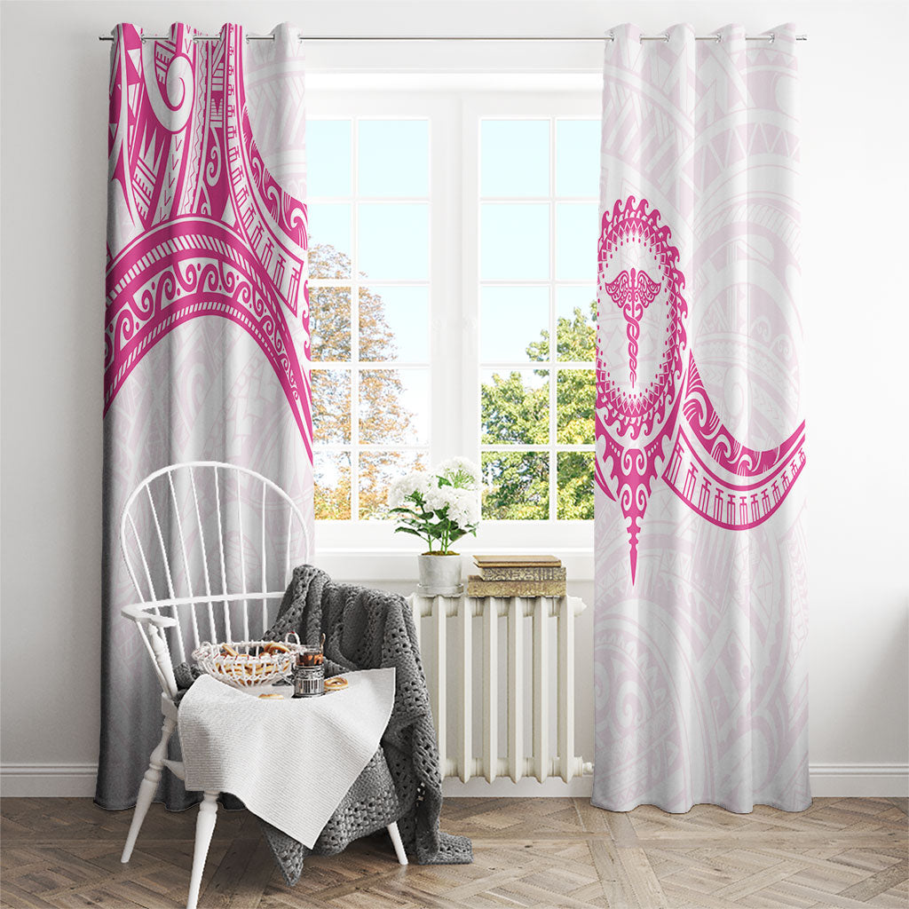 New Zealand Aotearoa Window Curtain Nurse Tribal Pink Version