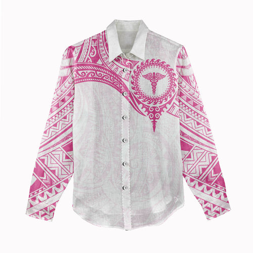 Personalised New Zealand Aotearoa Women Casual Shirt Nurse Tribal Pink Version