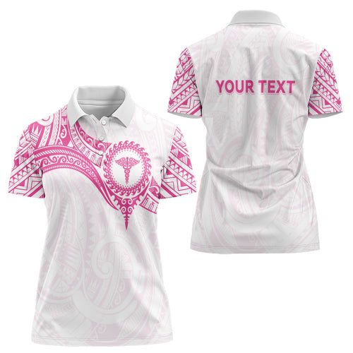 Personalised New Zealand Aotearoa Women Polo Shirt Nurse Tribal Pink Version