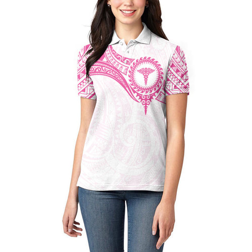 Personalised New Zealand Aotearoa Women Polo Shirt Nurse Tribal Pink Version