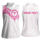 Personalised New Zealand Aotearoa Women Sleeveless Polo Shirt Nurse Tribal Pink Version