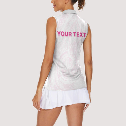 Personalised New Zealand Aotearoa Women Sleeveless Polo Shirt Nurse Tribal Pink Version