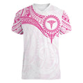 Personalised New Zealand Aotearoa Women V-Neck T-Shirt Nurse Tribal Pink Version