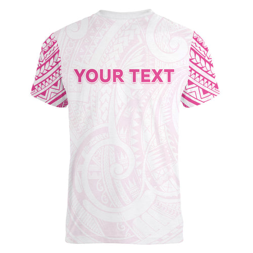 Personalised New Zealand Aotearoa Women V-Neck T-Shirt Nurse Tribal Pink Version