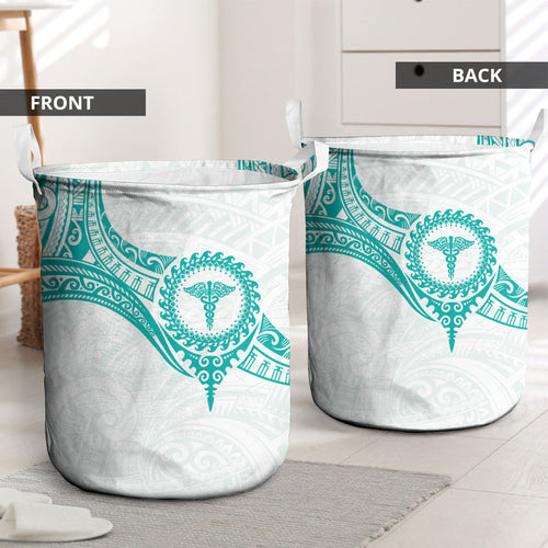 New Zealand Aotearoa Laundry Basket Nurse Tribal Teal Version