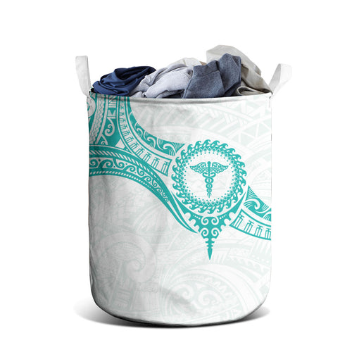 New Zealand Aotearoa Laundry Basket Nurse Tribal Teal Version
